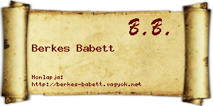 Berkes Babett névjegykártya